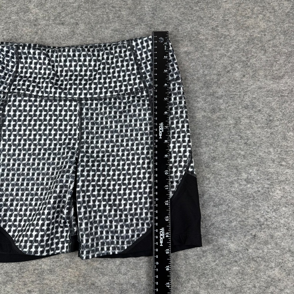 Athleta Vivid Velocity Bike Shorts 6" Zip Pocket Geometric Black Womens Small S - Picture 10 of 13